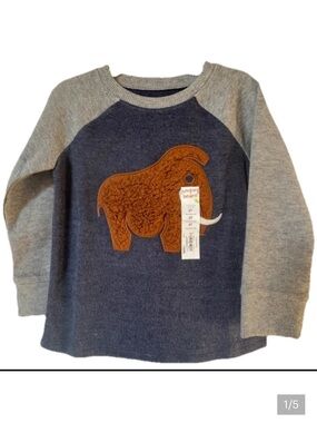 NWT! Jumping Beans Med. Knit Long Sleeve “Wooly Mammoth” Shirt ~ Size 3T